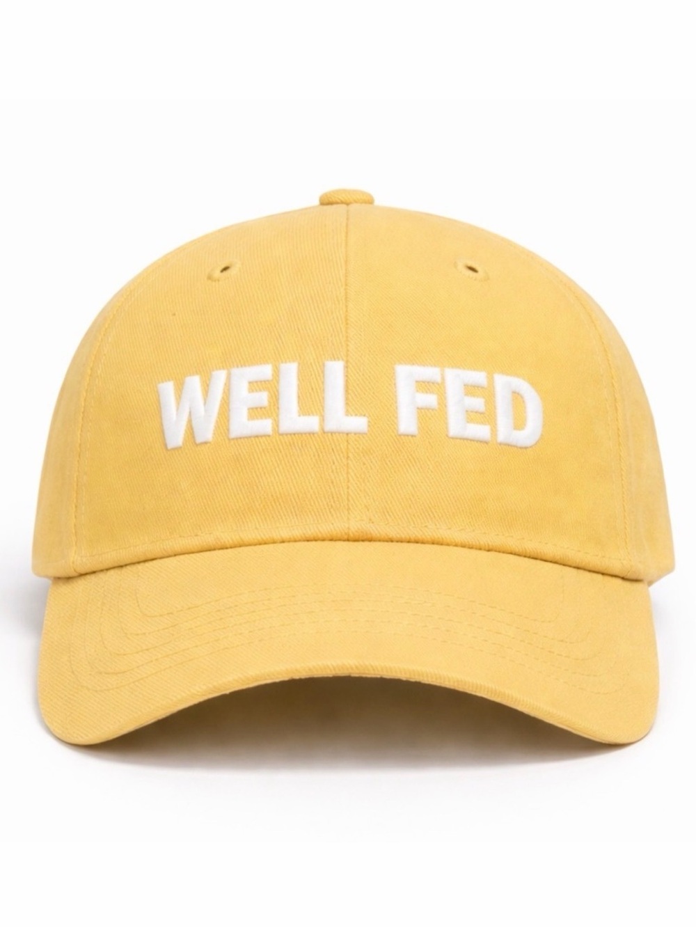 🍌 WELL FED Yellow Baseball Cap Embroidered Streetwear Hat Adjustable Velcro Cap